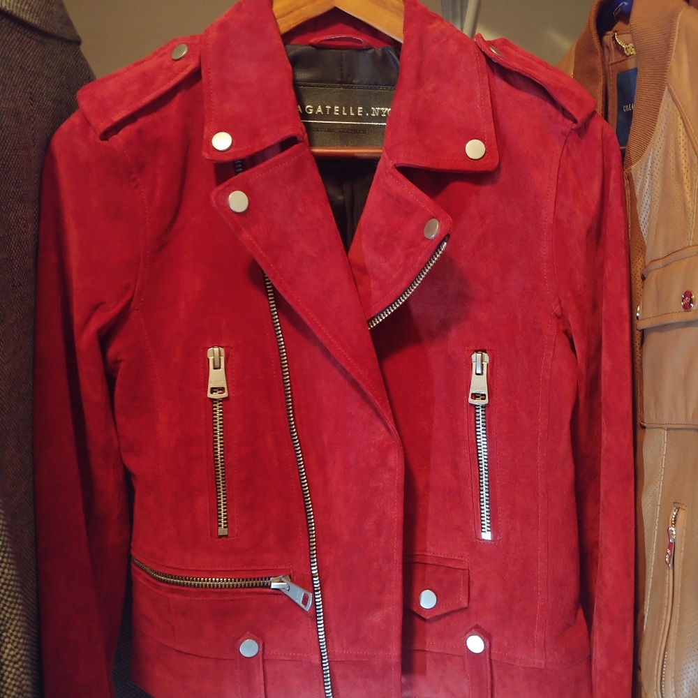 NWT Bagatelle NYC Red Suede Leather Jacket